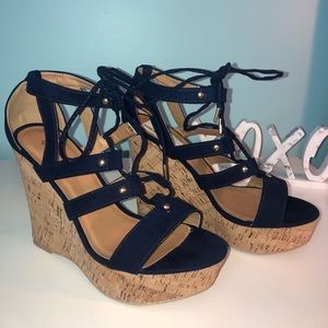 Navy blue wedges size 8